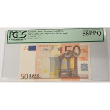 NETHERLANDS 2002 . FIFTY 50 EURO BANKNOTE . EUROPEAN UNION . PCGS GRADED